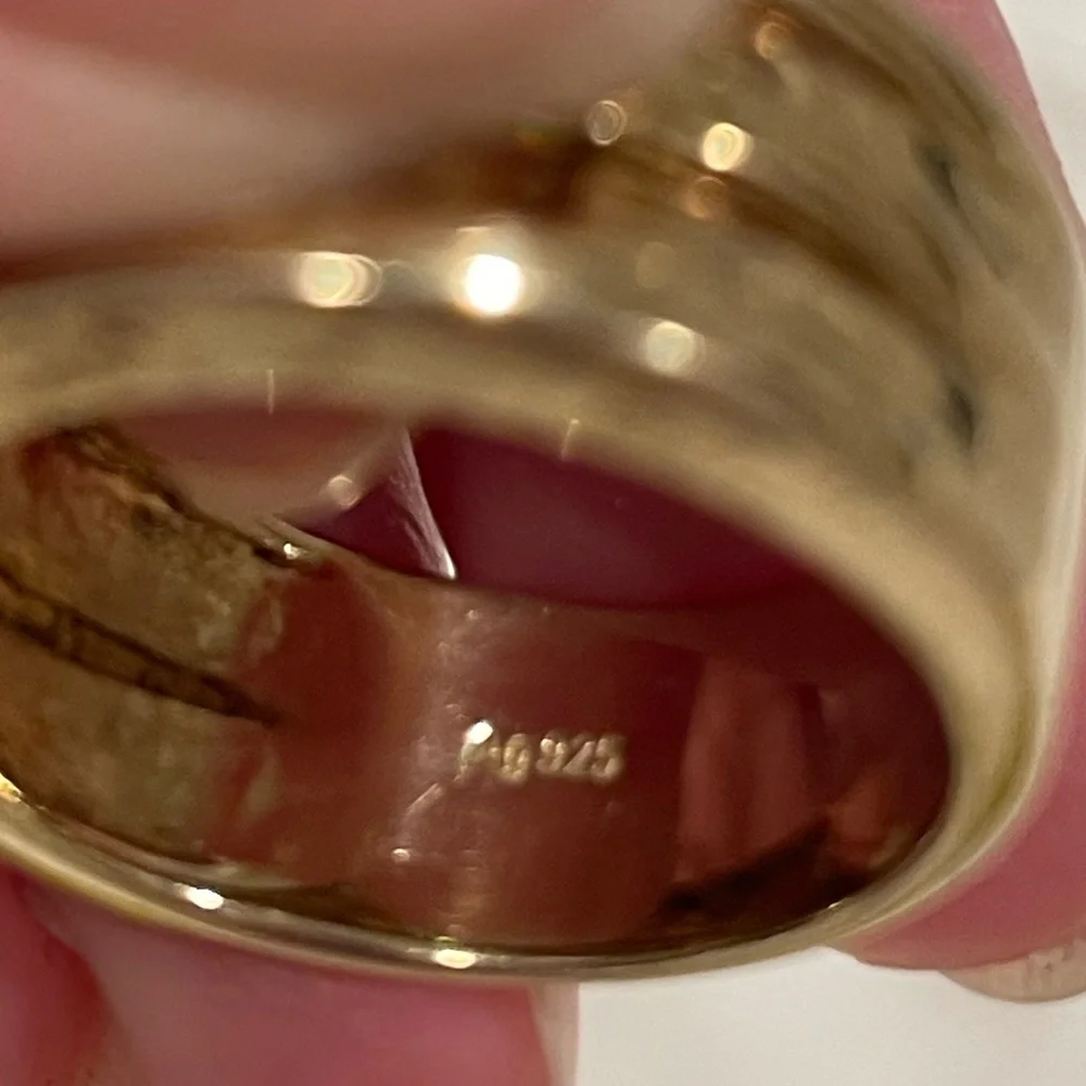Vintage Galaxy Ring Round & Square Champagne CZ Citrine Yellow Sapphire | RARE
